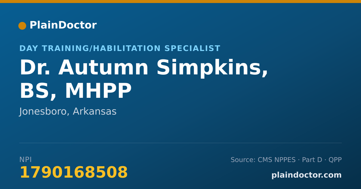 Shareable card for Autumn Simpkins, BS, MHPP - Day Training/Habilitation Specialist, Jonesboro, AR