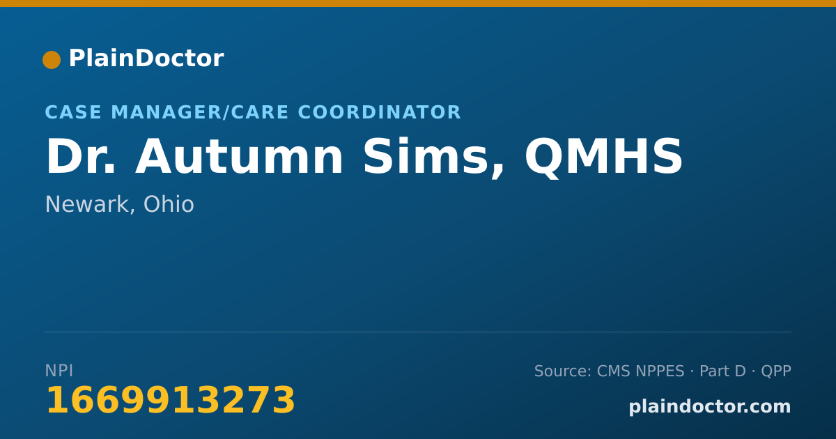 Shareable card for Autumn Sims, QMHS - Case Manager/Care Coordinator, Newark, OH