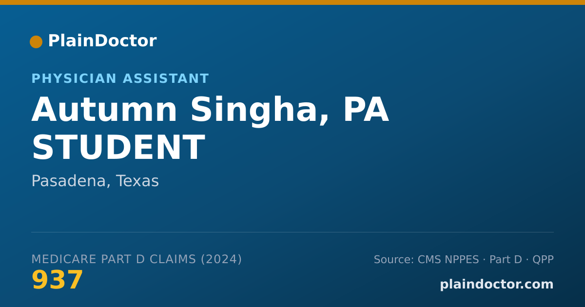 Shareable card for Autumn Singha, PA STUDENT - Physician Assistant, Pasadena, TX