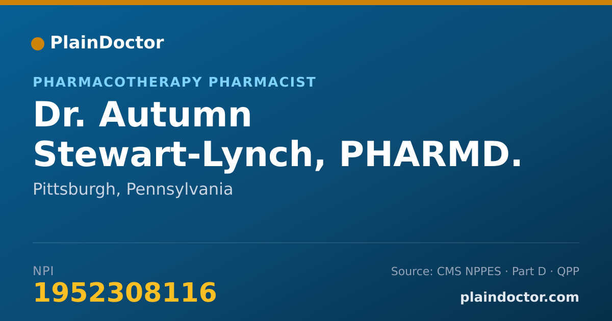 Shareable card for Autumn Stewart-Lynch, PHARMD. - Pharmacotherapy Pharmacist, Pittsburgh, PA