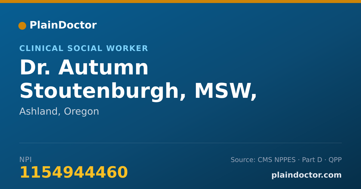 Shareable card for Autumn Stoutenburgh, MSW, CSWA - Clinical Social Worker, Ashland, OR