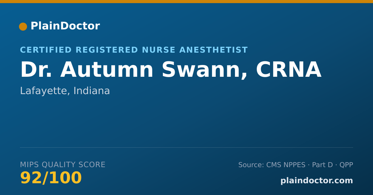 Shareable card for Autumn Swann, CRNA - Certified Registered Nurse Anesthetist, Lafayette, IN