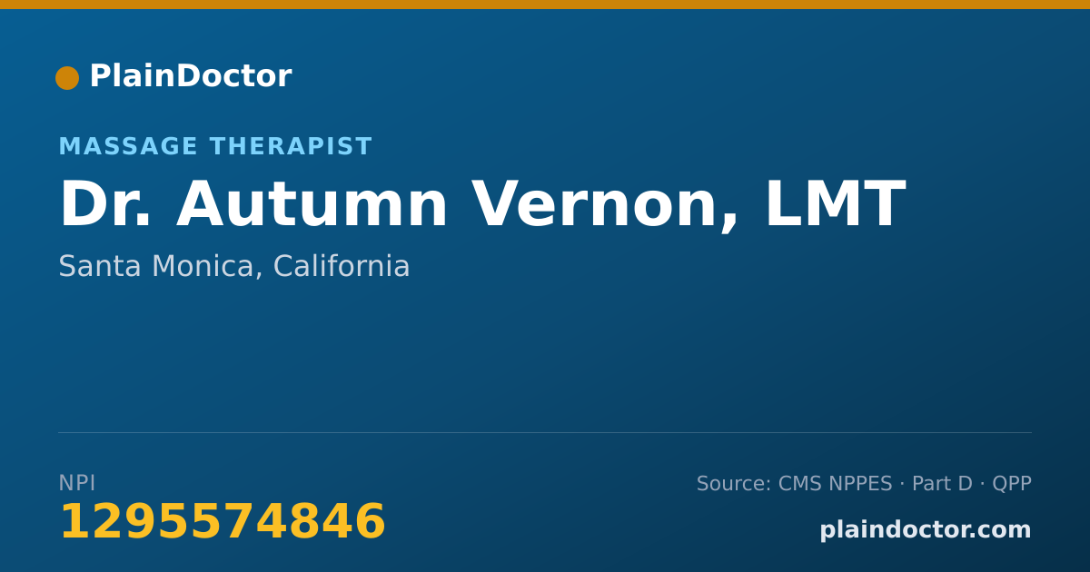 Shareable card for Autumn Vernon, LMT - Massage Therapist, Santa Monica, CA