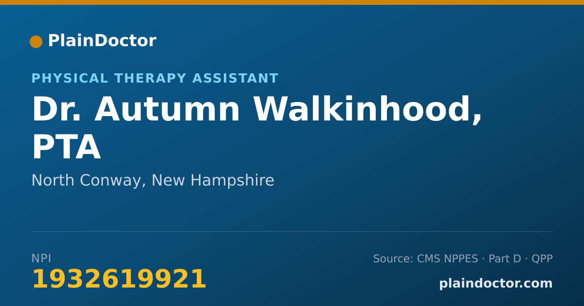 Shareable card for Autumn Walkinhood, PTA - Physical Therapy Assistant, North Conway, NH