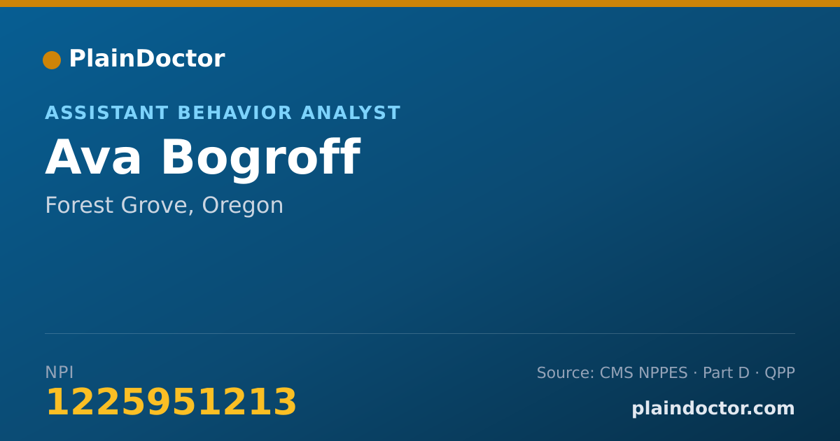 Shareable card for Ava Bogroff - Assistant Behavior Analyst, Forest Grove, OR