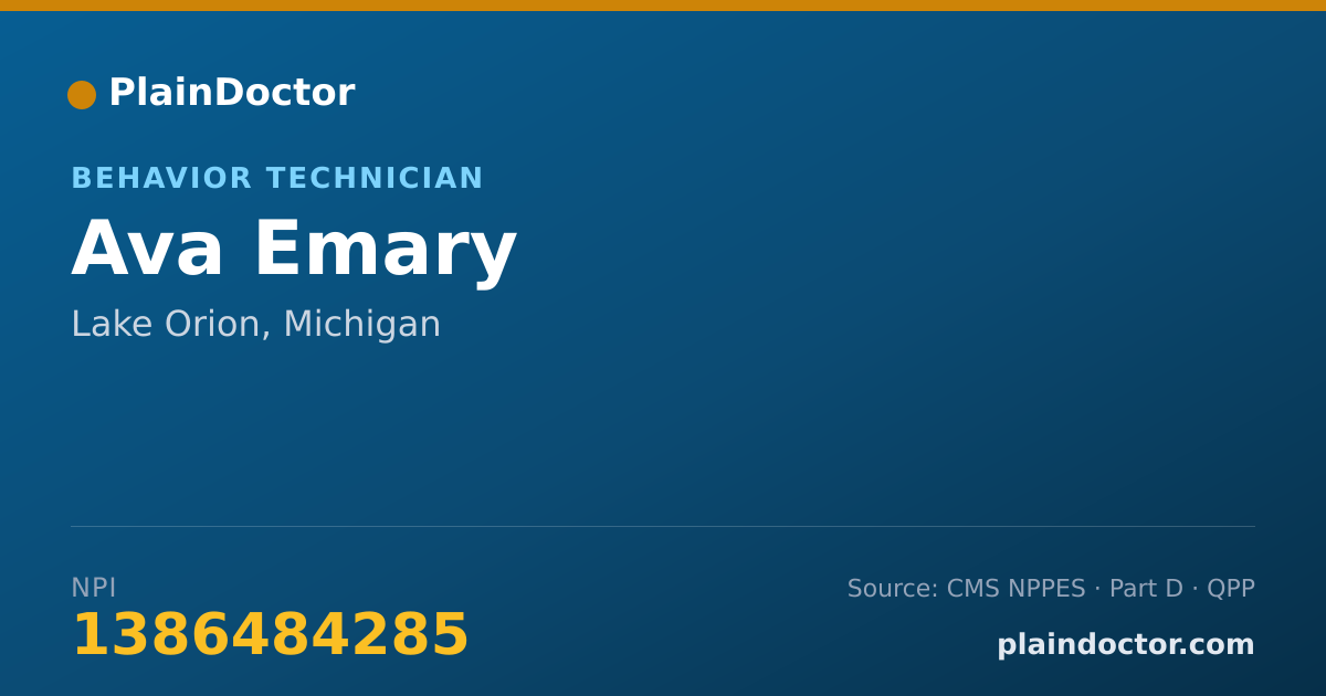 Shareable card for Ava Emary - Behavior Technician, Lake Orion, MI