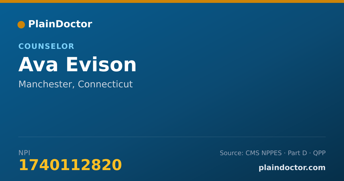 Shareable card for Ava Evison - Counselor, Manchester, CT