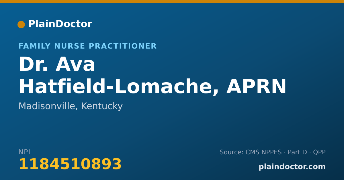 Shareable card for Ava Hatfield-Lomache, APRN - Family Nurse Practitioner, Madisonville, KY