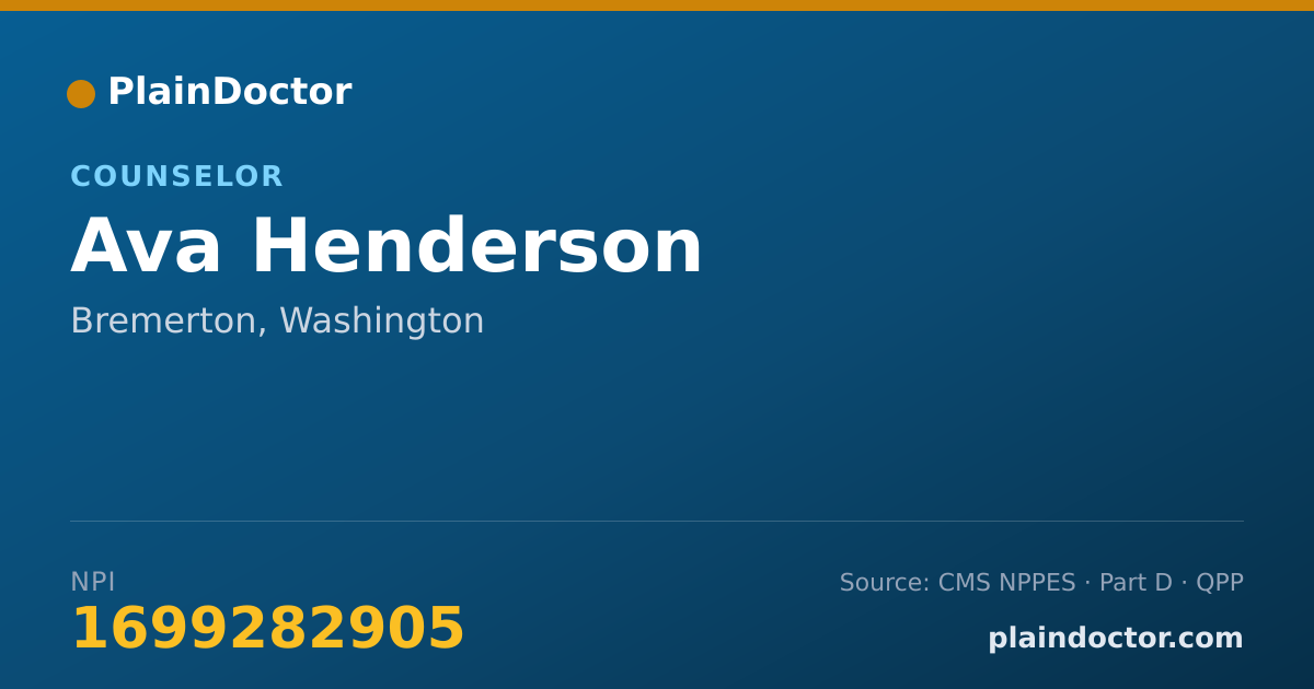 Shareable card for Ava Henderson - Counselor, Bremerton, WA