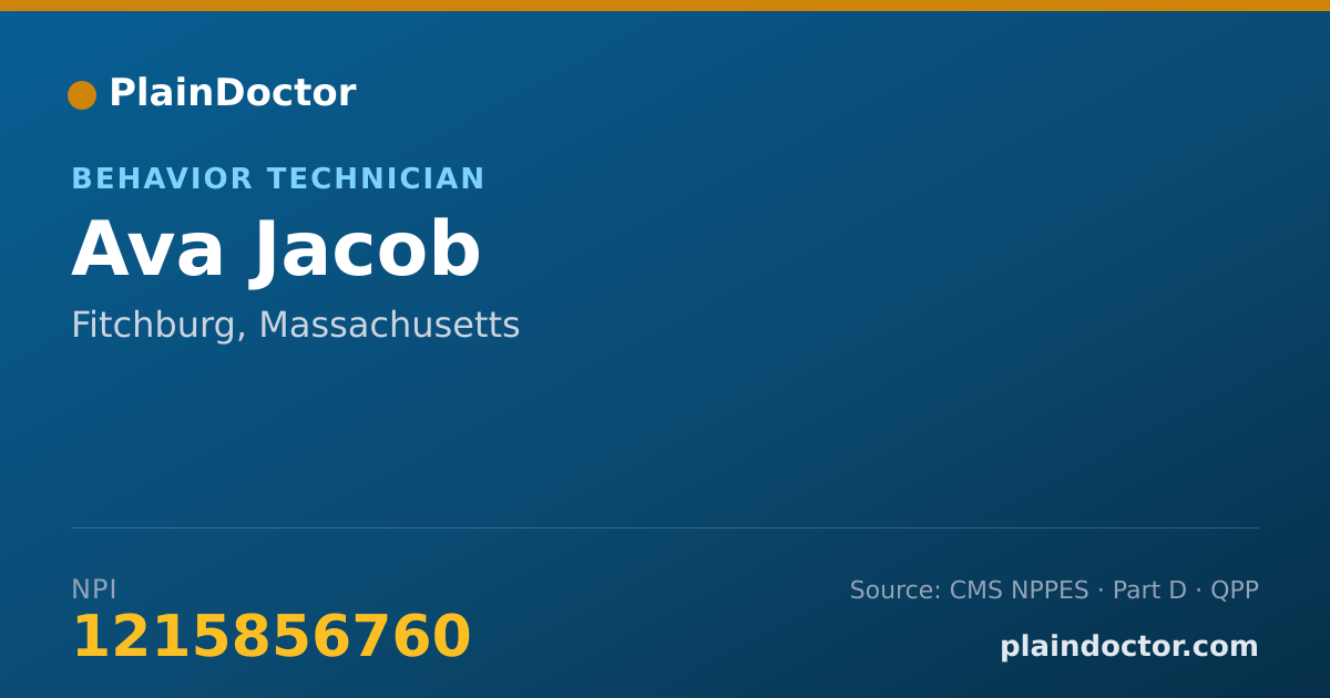 Shareable card for Ava Jacob - Behavior Technician, Fitchburg, MA