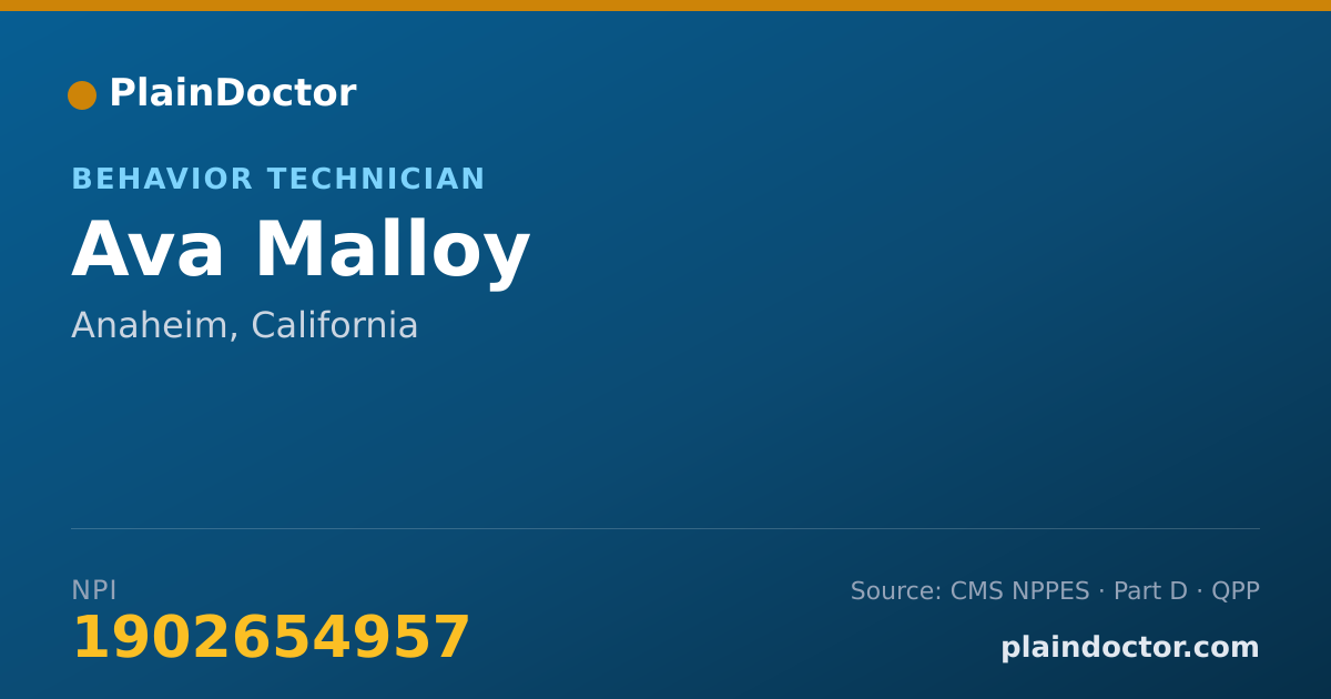 Shareable card for Ava Malloy - Behavior Technician, Anaheim, CA
