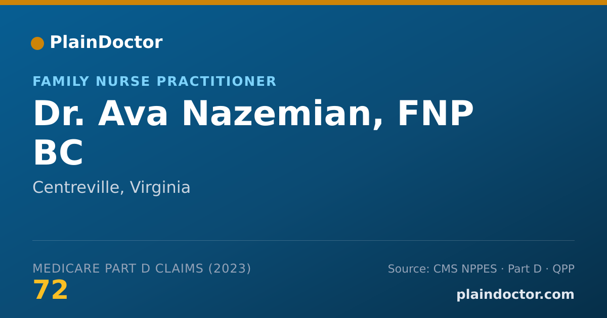 Shareable card for Ava Nazemian, FNP BC - Family Nurse Practitioner, Centreville, VA