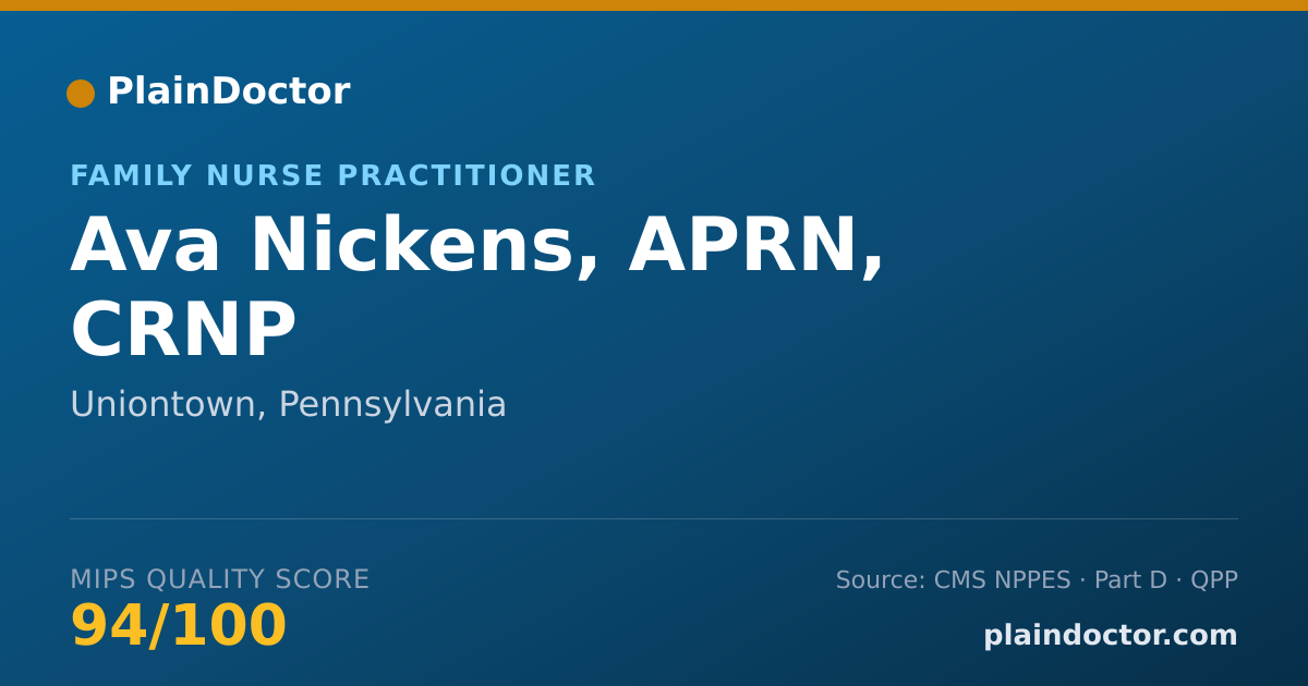 Shareable card for Ava Nickens, APRN, CRNP - Family Nurse Practitioner, Uniontown, PA