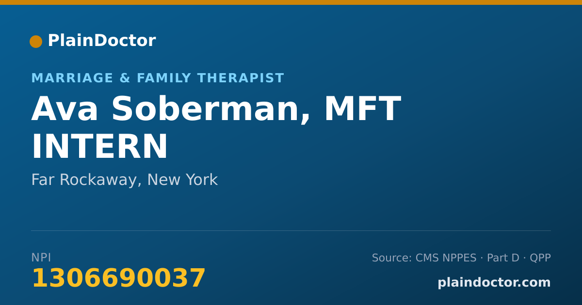 Shareable card for Ava Soberman, MFT INTERN - Marriage & Family Therapist, Far Rockaway, NY
