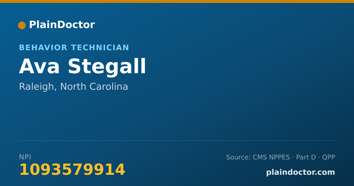 Shareable card for Ava Stegall - Behavior Technician, Raleigh, NC