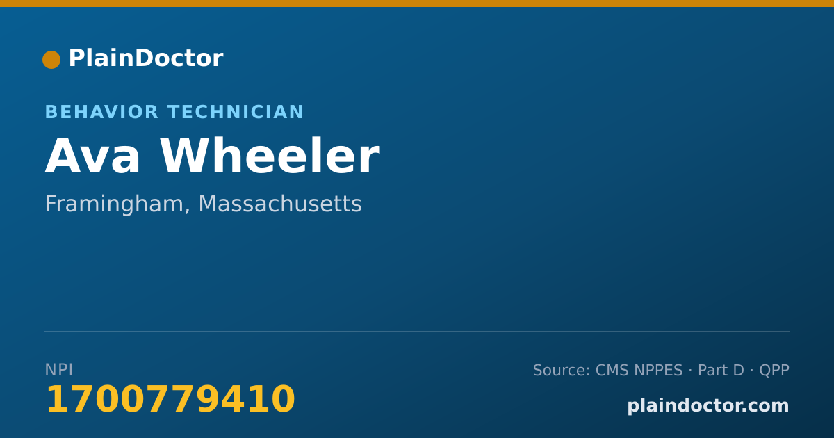 Shareable card for Ava Wheeler - Behavior Technician, Framingham, MA