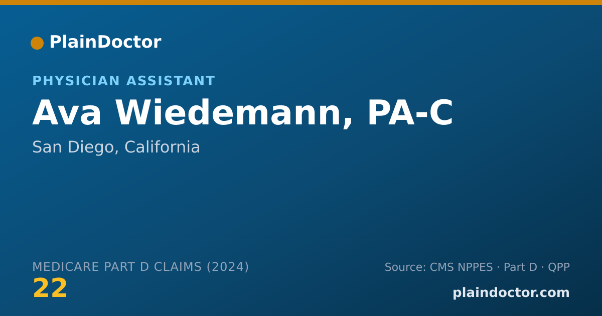 Shareable card for Ava Wiedemann, PA-C - Physician Assistant, San Diego, CA