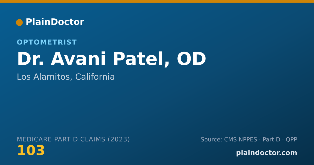 Shareable card for Avani Patel, OD - Optometrist, Los Alamitos, CA
