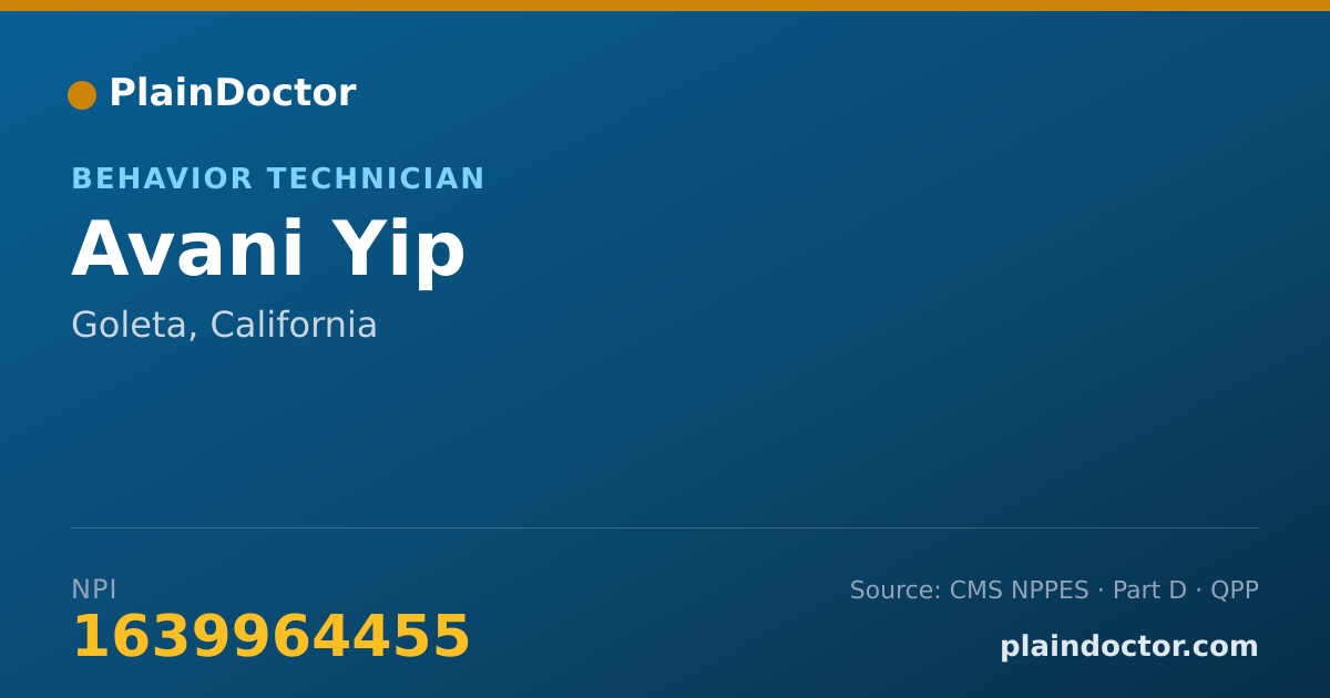 Shareable card for Avani Yip - Behavior Technician, Goleta, CA