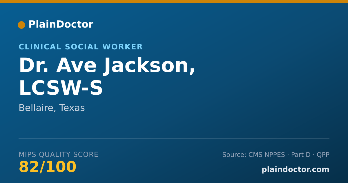 Shareable card for Ave Jackson, LCSW-S - Clinical Social Worker, Bellaire, TX