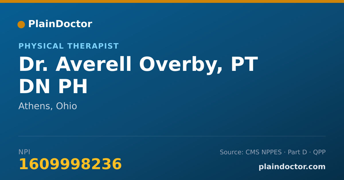 Shareable card for Averell Overby, PT DN PH - Physical Therapist, Athens, OH
