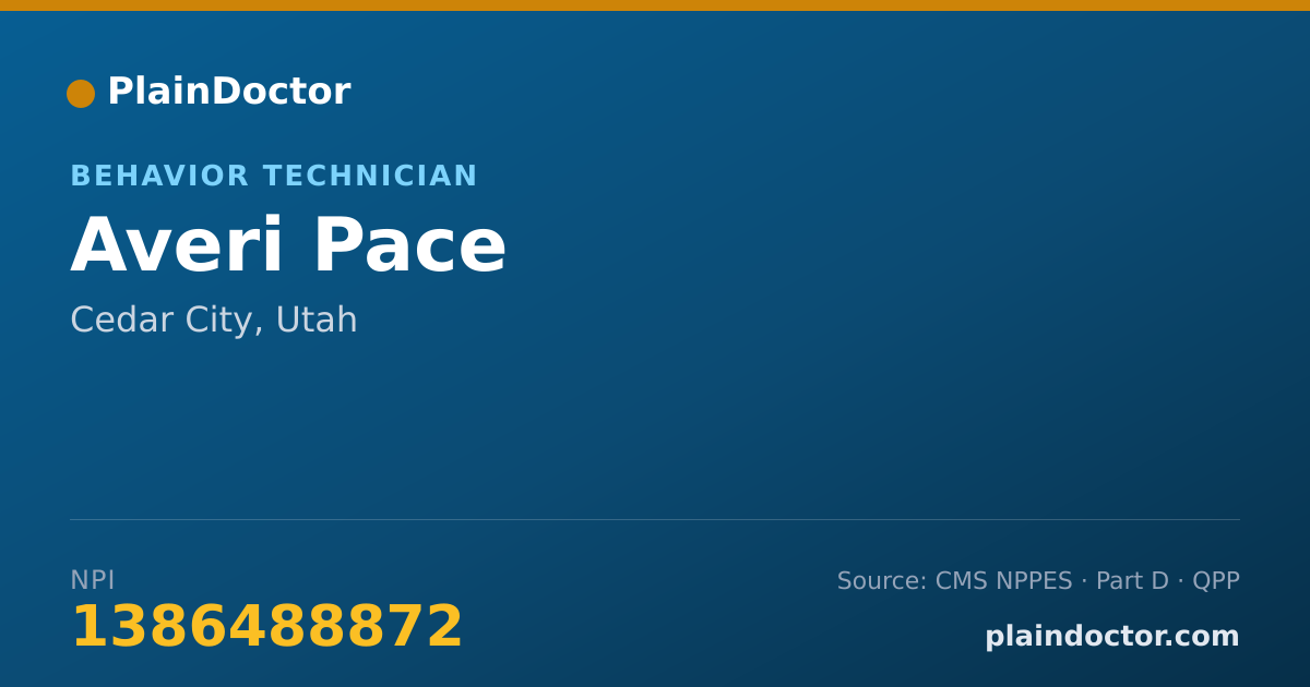 Shareable card for Averi Pace - Behavior Technician, Cedar City, UT