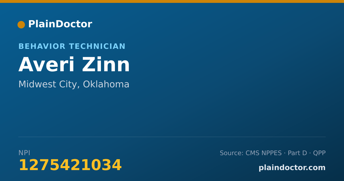 Shareable card for Averi Zinn - Behavior Technician, Midwest City, OK