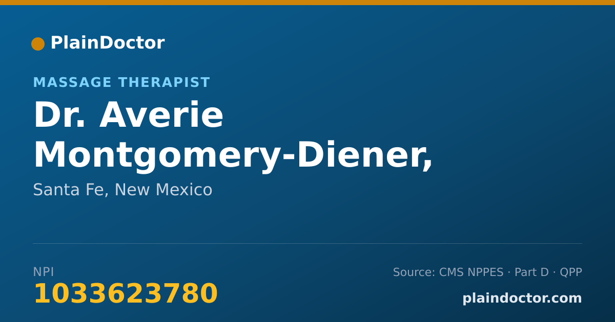 Shareable card for Averie Montgomery-Diener, PTA, LMT - Massage Therapist, Santa Fe, NM