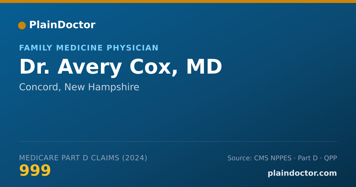 Shareable card for Avery Cox, MD - Family Medicine Physician, Concord, NH