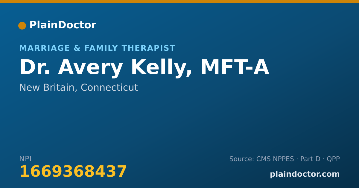 Shareable card for Avery Kelly, MFT-A - Marriage & Family Therapist, New Britain, CT