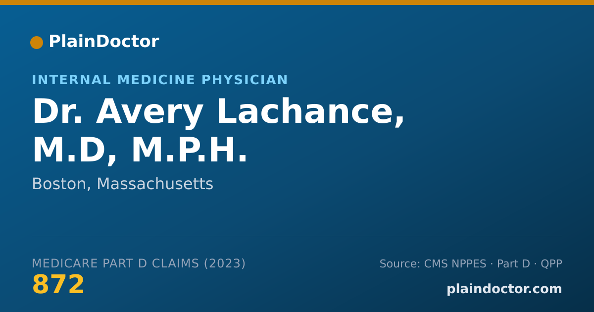 Shareable card for Avery Lachance, M.D, M.P.H. - Internal Medicine Physician, Boston, MA