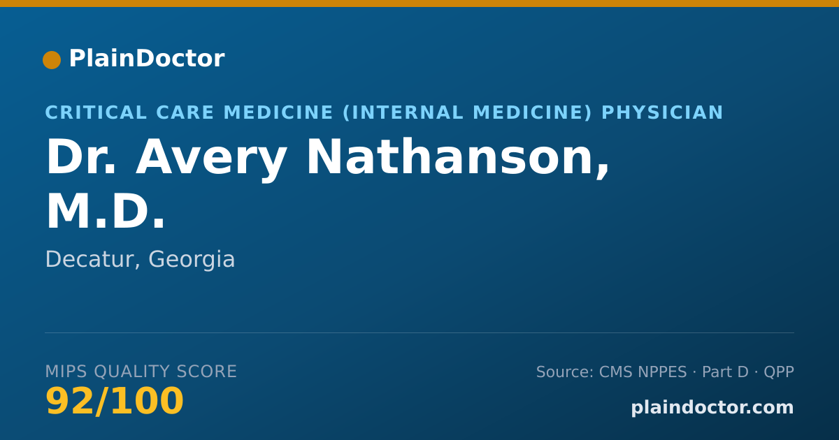 Shareable card for Avery Nathanson, M.D. - Critical Care Medicine (Internal Medicine) Physician, Decatur, GA