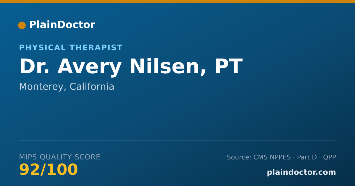 Shareable card for Avery Nilsen, PT - Physical Therapist, Monterey, CA