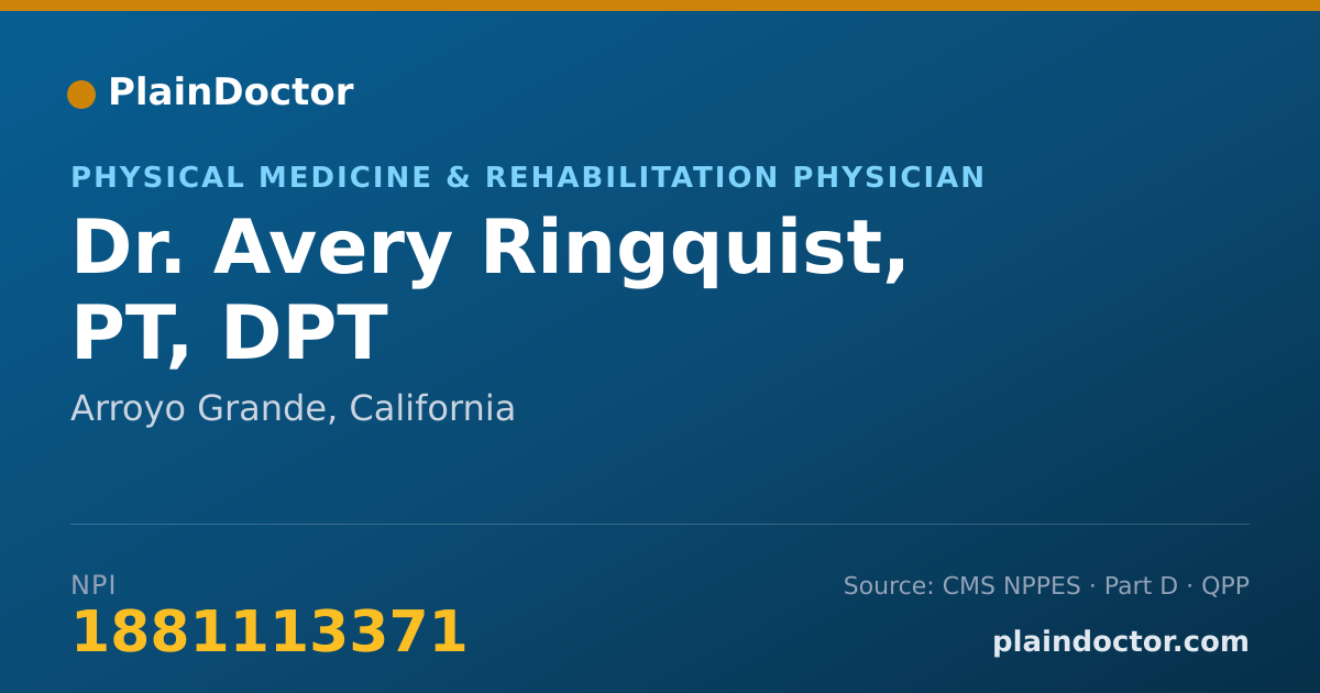 Shareable card for Avery Ringquist, PT, DPT - Physical Medicine & Rehabilitation Physician, Arroyo Grande, CA