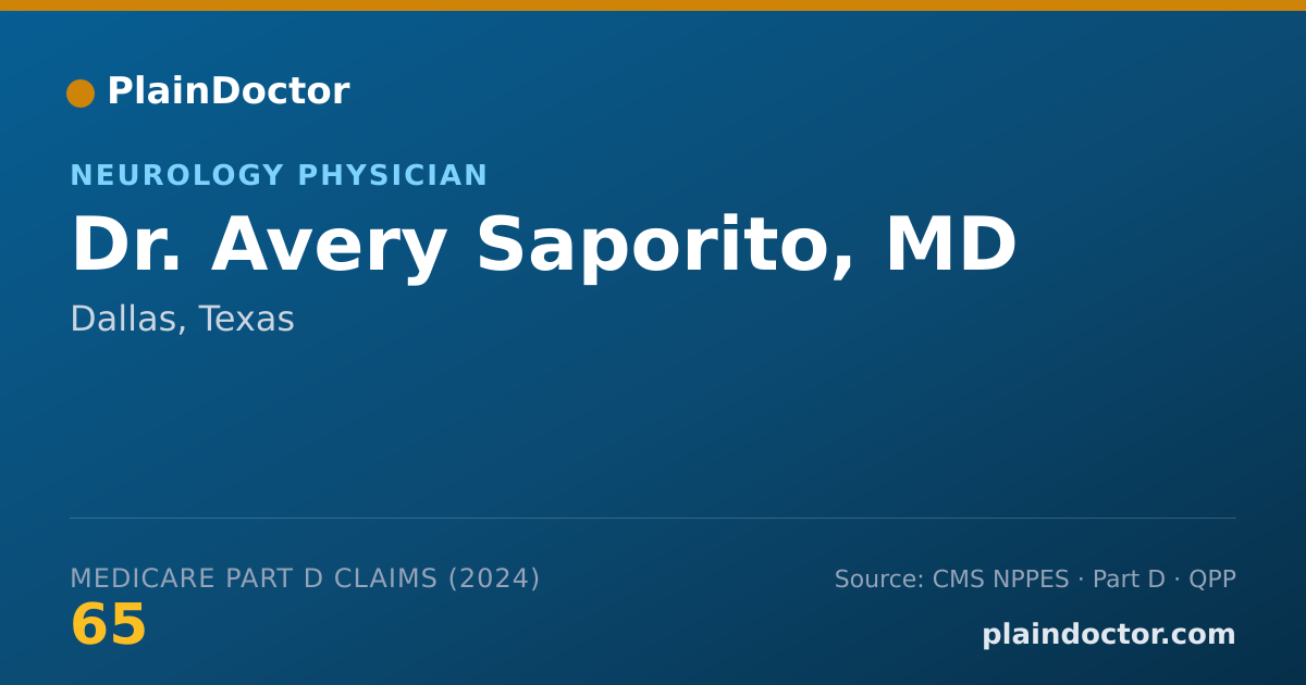 Shareable card for Avery Saporito, MD - Pain Medicine (Psychiatry & Neurology) Physician, Dallas, TX