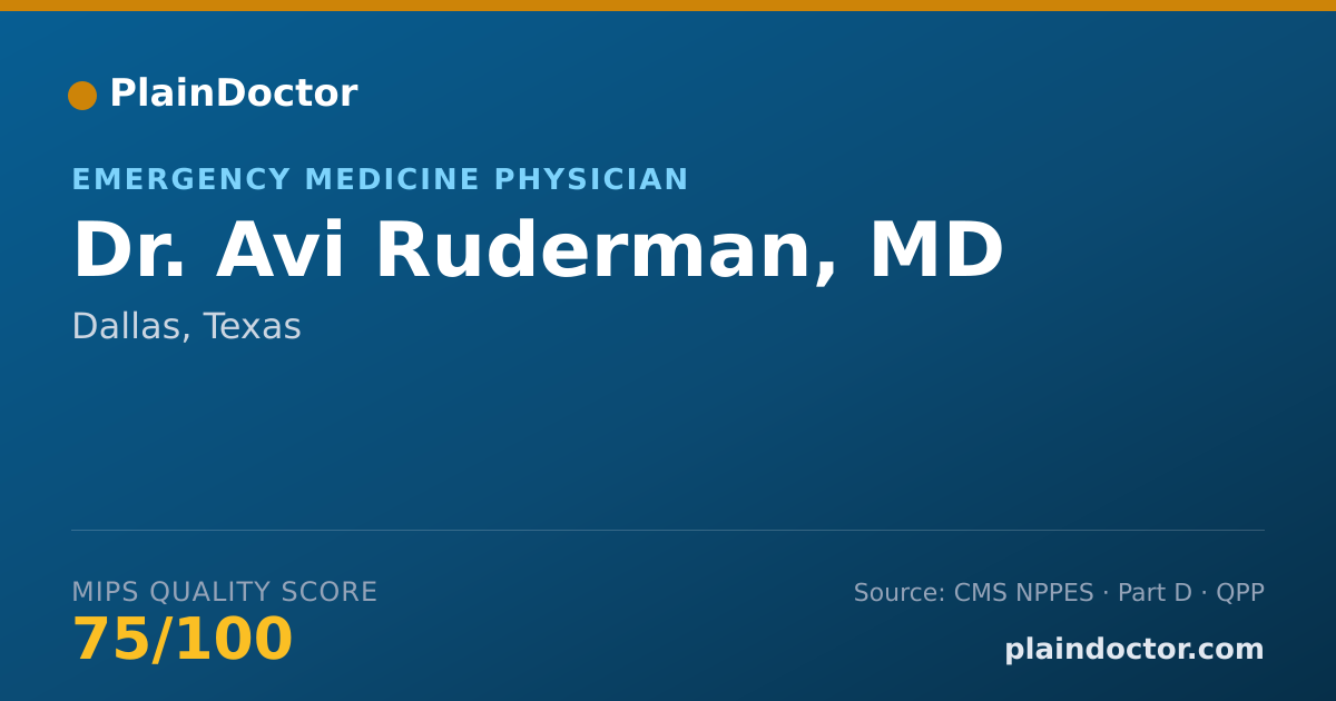 Shareable card for Avi Ruderman, MD - Emergency Medicine Physician, Dallas, TX