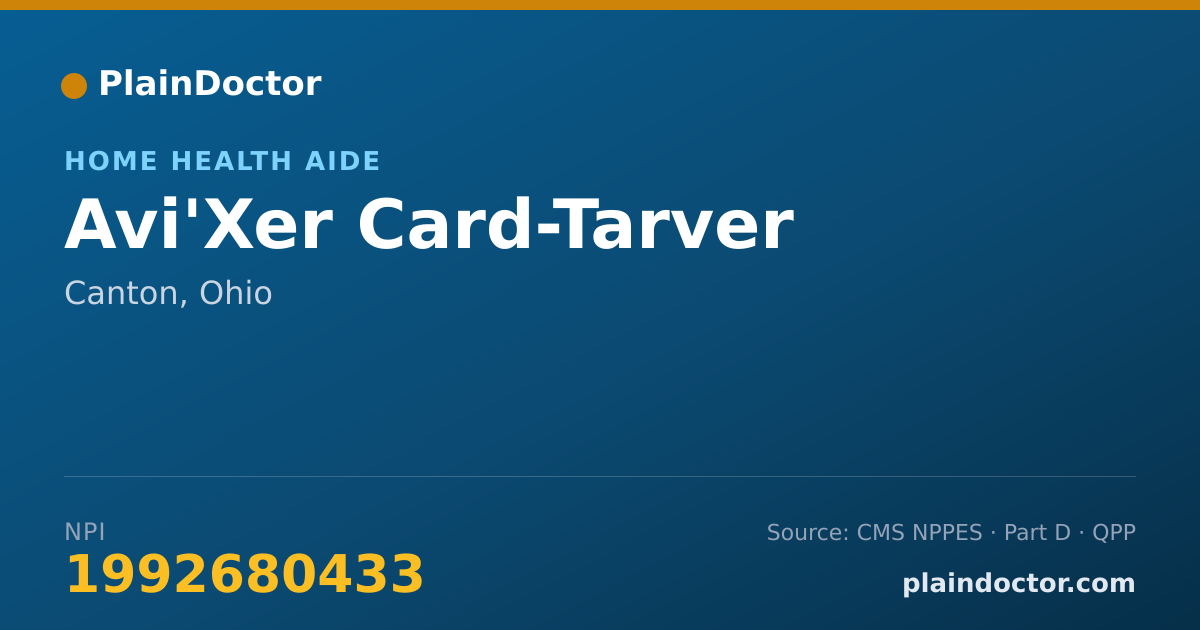 Shareable card for Avi'Xer Card-Tarver - Home Health Aide, Canton, OH