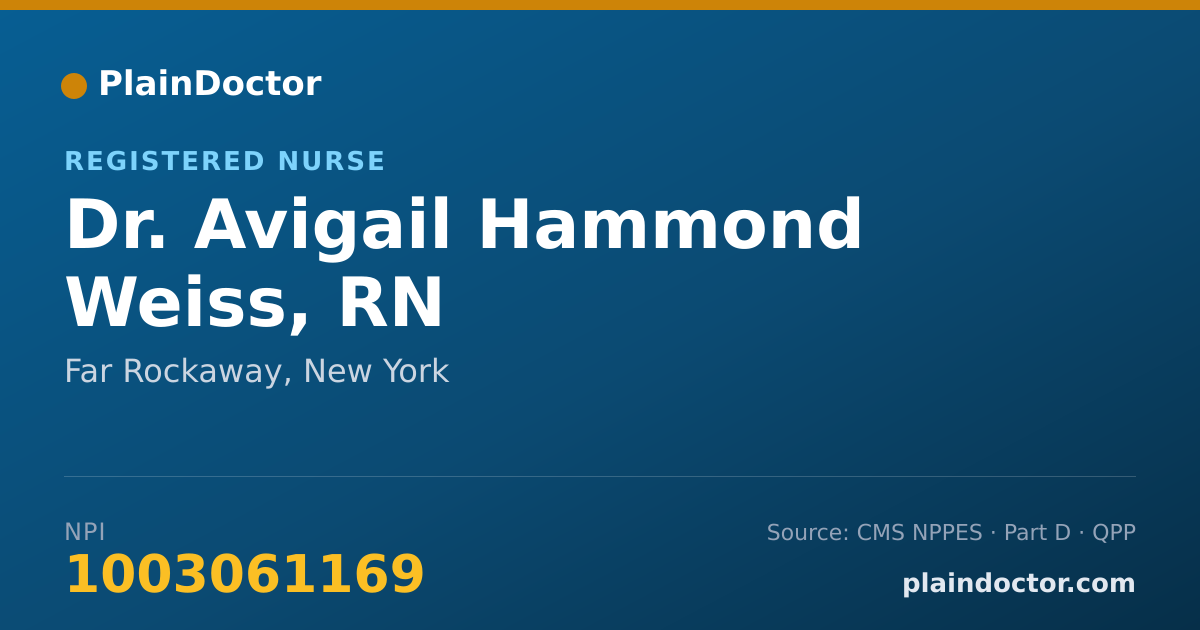Shareable card for Avigail Hammond Weiss, RN - Registered Nurse, Far Rockaway, NY