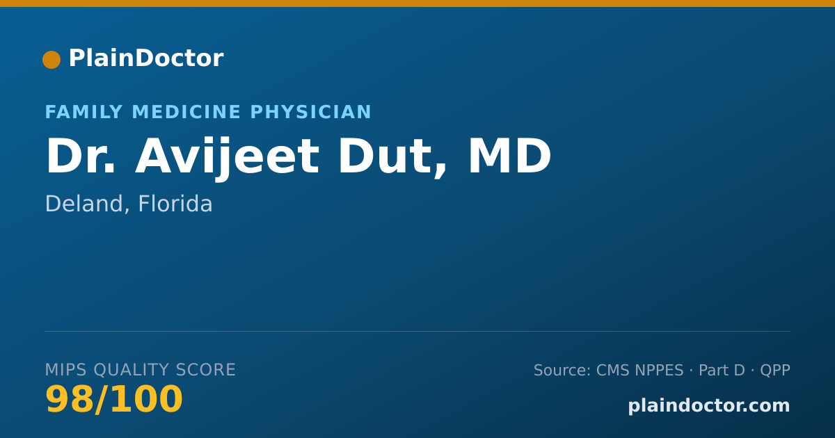 Shareable card for Avijeet Dut, MD - Family Medicine Physician, Deland, FL