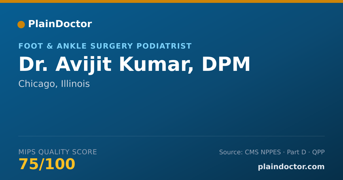 Shareable card for Avijit Kumar, DPM - Foot & Ankle Surgery Podiatrist, Chicago, IL