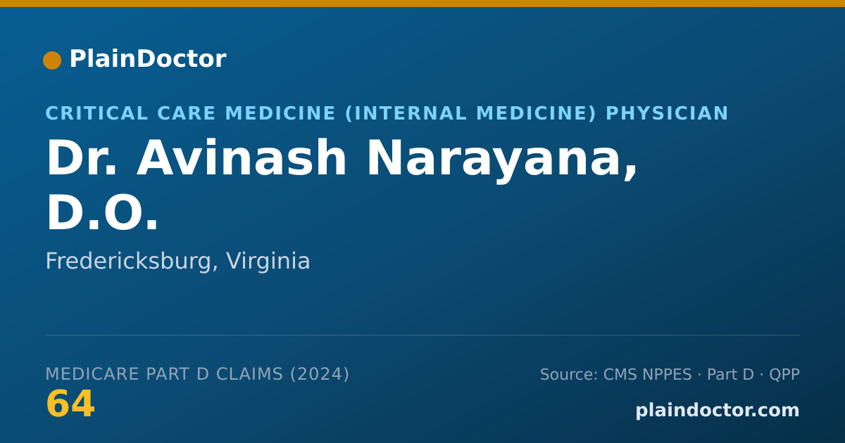 Shareable card for Avinash Narayana, D.O. - Critical Care Medicine (Internal Medicine) Physician, Fredericksburg, VA