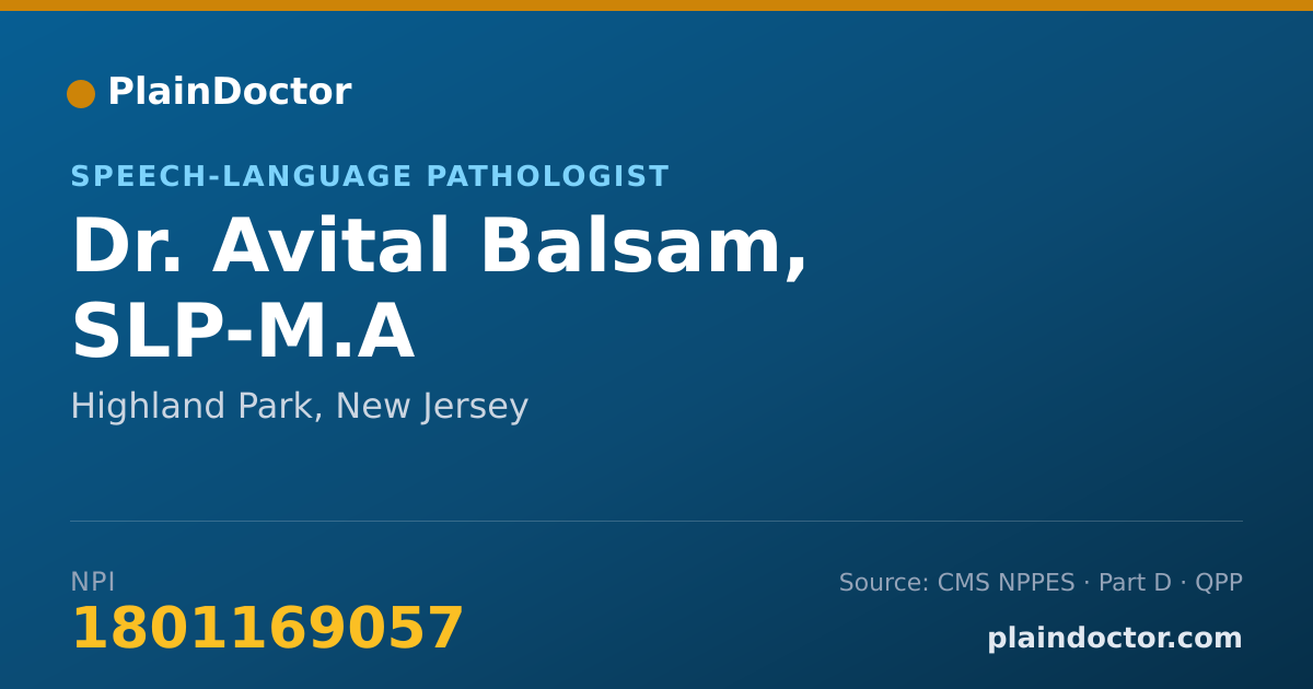 Shareable card for Avital Balsam, SLP-M.A - Speech-Language Pathologist, Highland Park, NJ