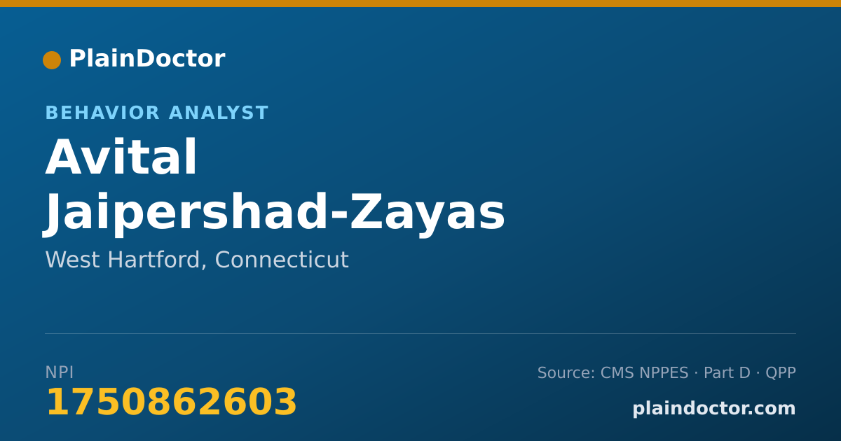 Shareable card for Avital Jaipershad-Zayas - Behavior Analyst, West Hartford, CT