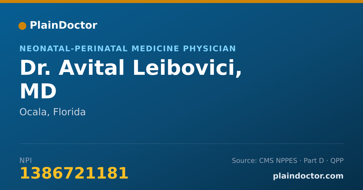Shareable card for Avital Leibovici, MD - Neonatal-Perinatal Medicine Physician, Ocala, FL