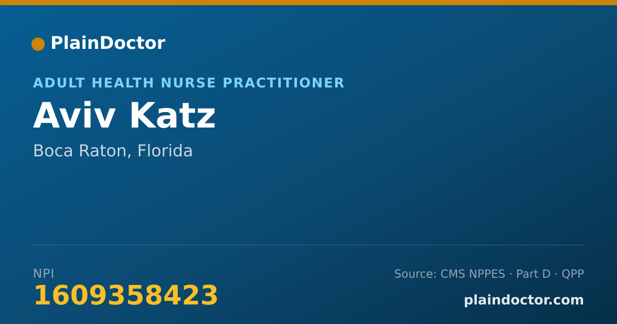 Shareable card for Aviv Katz - Adult Health Nurse Practitioner, Boca Raton, FL