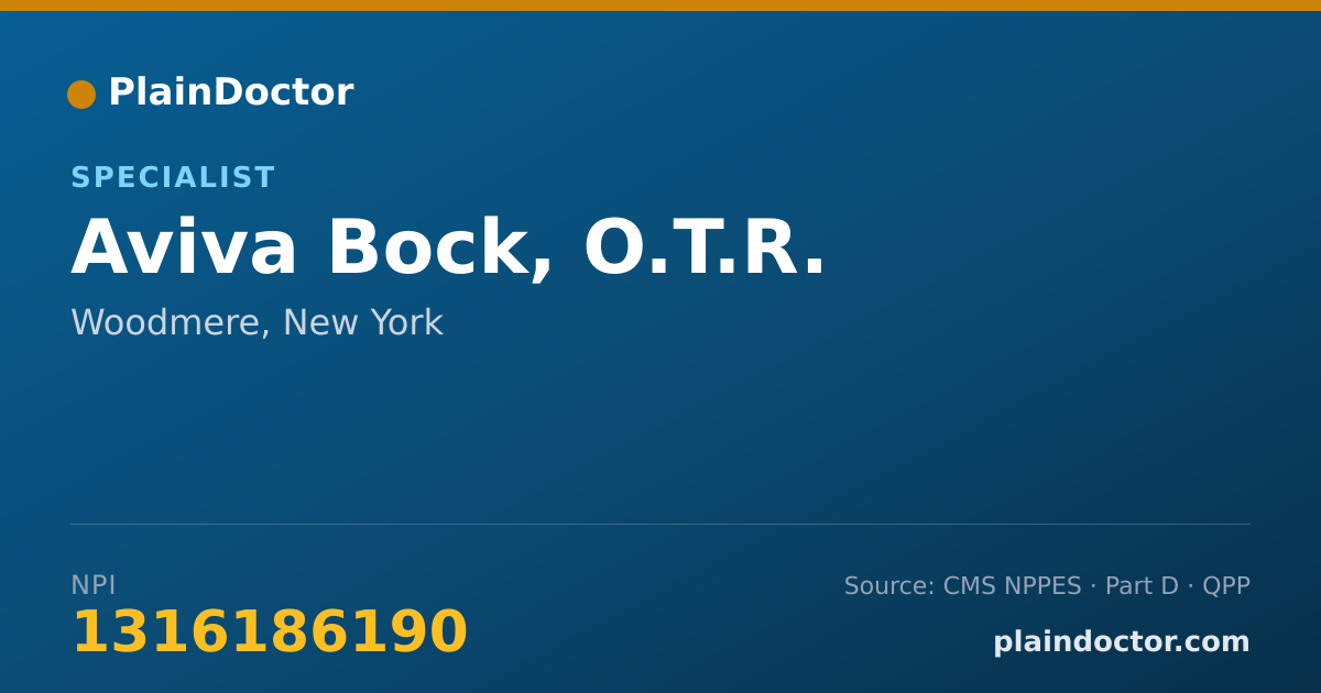 Shareable card for Aviva Bock, O.T.R. - Specialist, Woodmere, NY