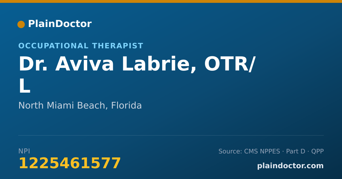 Shareable card for Aviva Labrie, OTR/ L - Occupational Therapist, North Miami Beach, FL