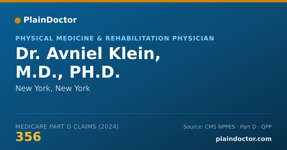 Shareable card for Avniel Klein, M.D., PH.D. - Physical Medicine & Rehabilitation Physician, New York, NY