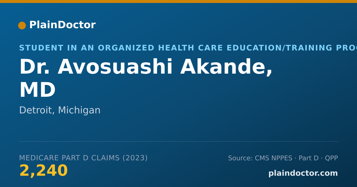 Shareable card for Avosuashi Akande, MD - Student in an Organized Health Care Education/Training Program, Detroit, MI