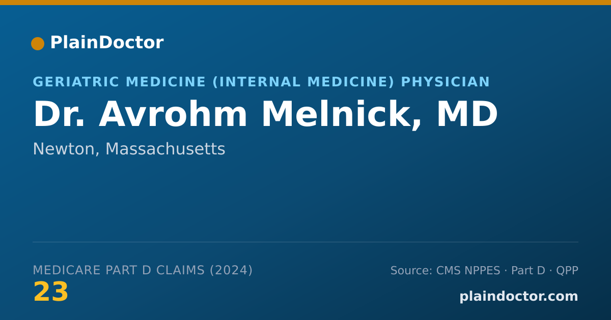 Shareable card for Avrohm Melnick, MD - Geriatric Medicine (Internal Medicine) Physician, Newton, MA